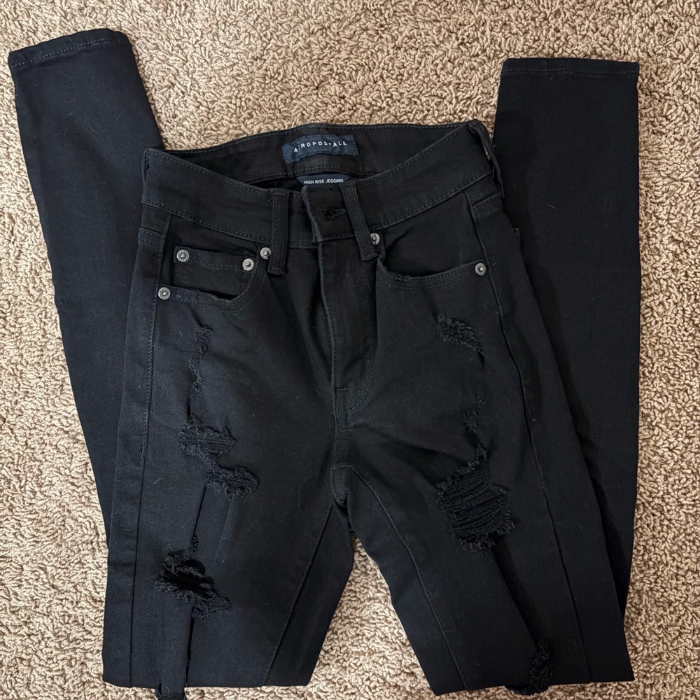 Aeropostale Distressed Black Jeans